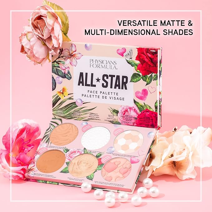 Physicians Formula All-Star Face Palette, Velvety-Smooth Buildable & Blendable Formulas,Versatile Matte and Multidimensional Shades, Cruelty-Free & Vegan
