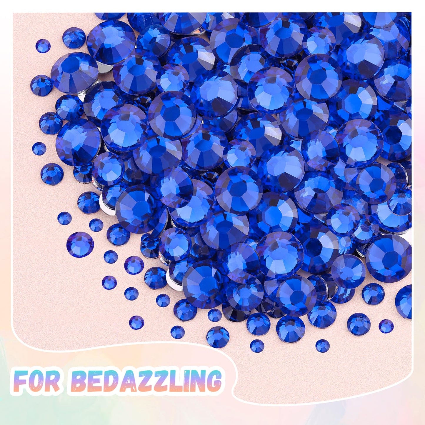 25000Pcs Resin Rhinestones with Tweezers for Crafting, 2-6mm Mixed Sizes (Royal Blue) Non Hotfix Flatback Gems, Bedazzling Crystal for DIY Crafts Clothing Tumblers Mugs Shoes Decor Nail Art