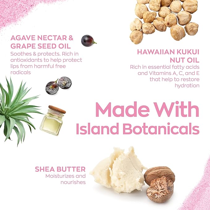 Hanalei Hydrating Lip Treatment Balm – Cruelty-Free, Paraben-Free Moisturizer for Severely Dry, Chapped Lips – Kukui Oil, Shea Butter & Grapeseed Oil –Rose Tint, Travel-Size 3-Pack (5g X 3)