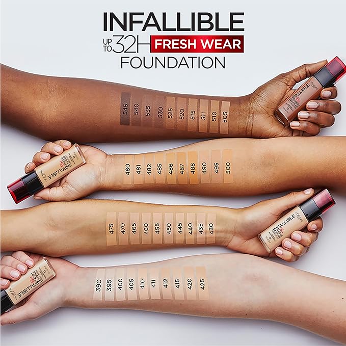 L'Oreal Paris Makeup Infallible Up to 32 Hour Fresh Wear Lightweight Foundation, 415 Rose Ivory, 1 Fl Oz, Packaging May Vary