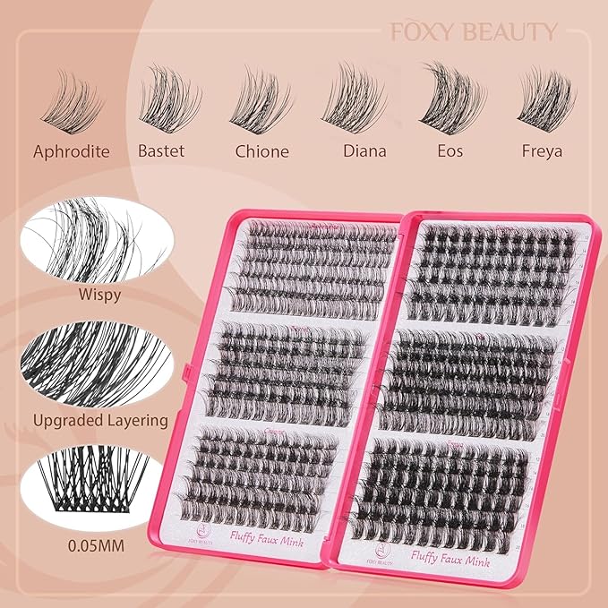 Diva Lash Clusters Kit - 432 Pieces Lash Clusters D Curl Lash Extension Kit Fluffy Lash Clusters Kit WideSpan Individual Lashes 12-20mm Eyelash Clusters, Eyelash Extension Kit With Bond and Seal