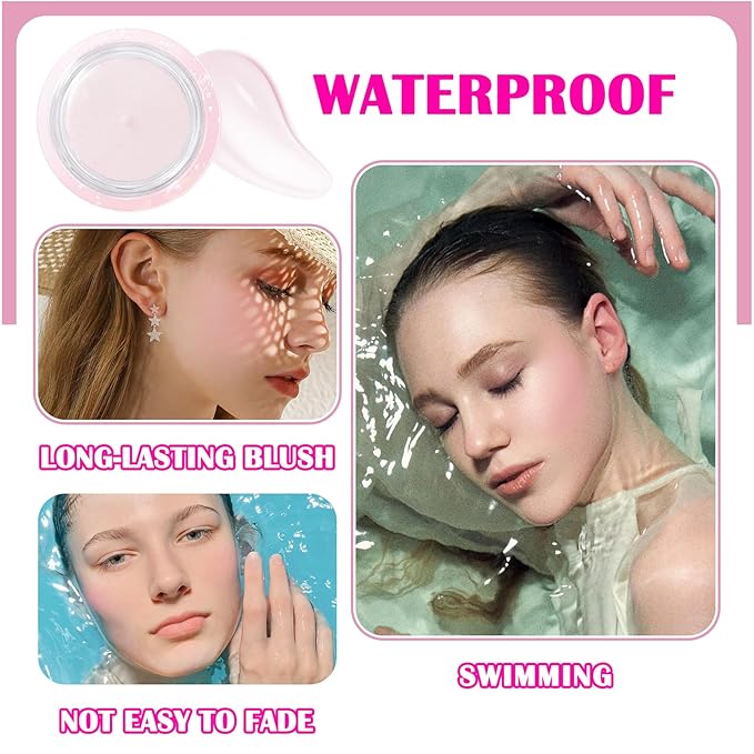 Color Changing Blush,PH Temperature Magic Color Changing Clear Blush Cream,Glossy Shiny Moisturizing Long Lasting Highlighting Lightweight Face Cheek Blush Cheeks Makeup for Women
