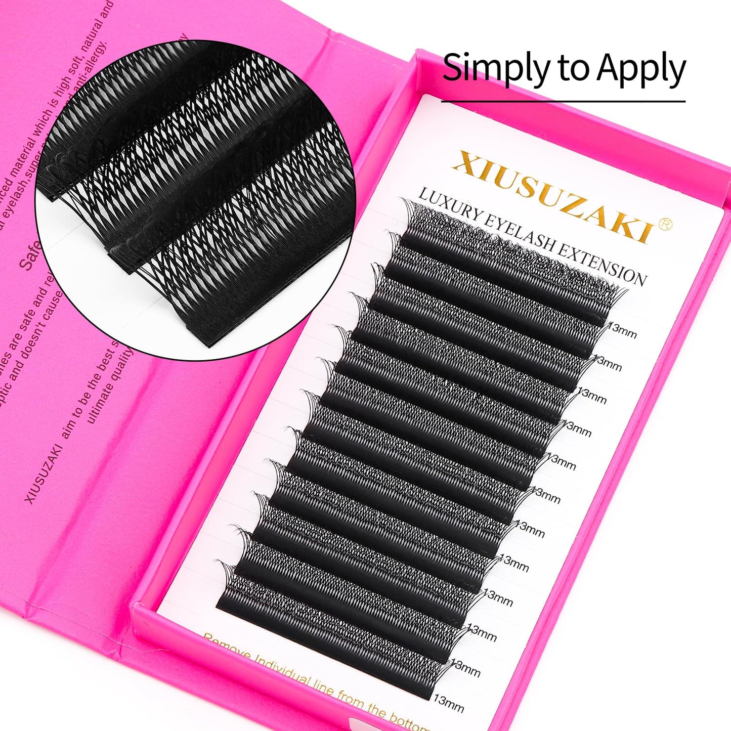 Lash Extensions Double Tips 3D Eyelash Extensions W Shape 0.07mm Thickness D Curl 11mm Premade Fans Easy Fan Volume Matte Black Crisscross Eyelashes(W-3D-Double Tips-0.07-D,11mm)