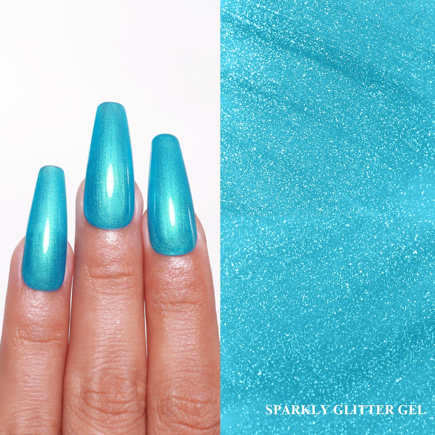 Imtiti Glitter Gel Nail Polish, Bright Blue Pearl Glitter Nail Gel Polish Diamond Shimmer Sparkle Soak Off UV LED Spring Summer Manicure 10ML