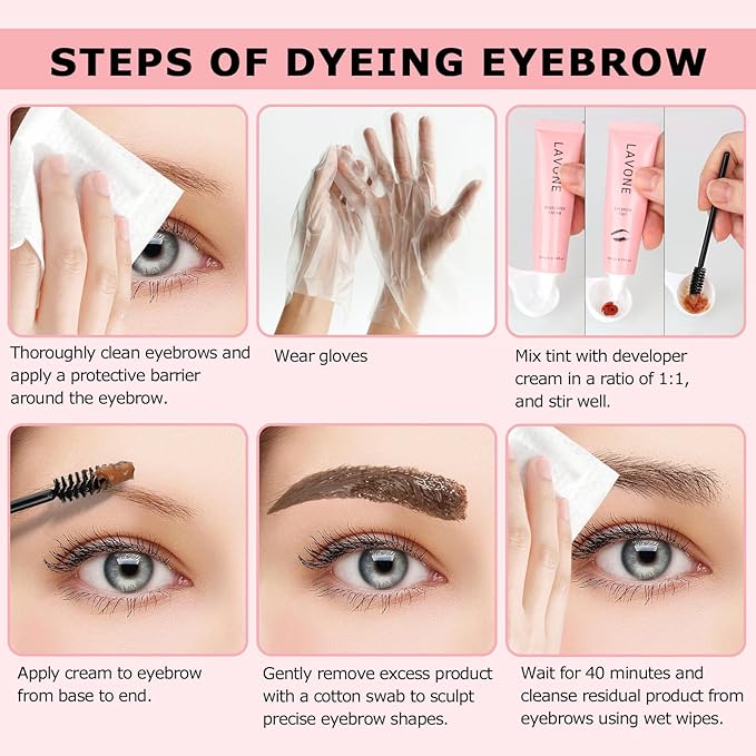 Eyebrow Color Kit with Brow Color & Eyebrow Pencil, 2-in-1 Natural Effects Eyebrow Makeup Set, Easy & Safe to Use 10ml - Dark Brown