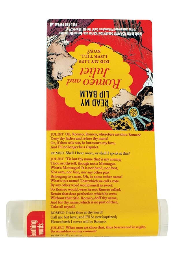Read My Lips Lip Balm - Full Text of Romeo & Juliet Balcony Scene Under Label, Pear Flavored - Cruelty-Free and Made in the USA from Natural and Imported Ingredients