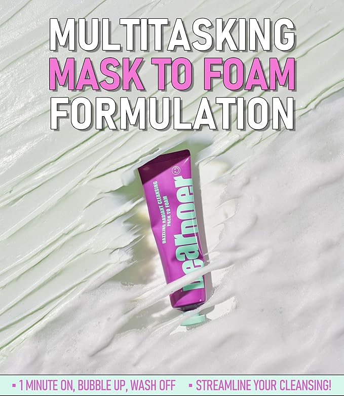 Dazzling Radiant Cleansing Pack to Foam – 3-in-1 Wash-Off Mask & Exfoliator & Cleanser w/Fresh Grape Extract & Niacinamide – Vitamin C and Resveratrol for Dry, Dull Skin (3.38 fl oz)