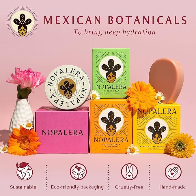 Nopalera Mandarina Cactus Flower Exfoliant - Face & Body Scrub, 3-in-1 Cleanser, & Moisturizer, Vegan, Cruelty-Free, Natural Citrus Scent, Dye Free, 6 oz.