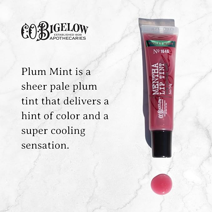 C.O. Bigelow Plum Mint Mentha Lip Tint Trio, Moisturizing Lip Balms for Dry Lips, Light Purple Tinted Lip Gloss, Bulk Lip Balm 3 Pack, 0.5 oz Each