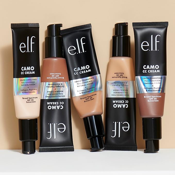 e.l.f. Camo CC Cream, Color Correcting Medium-To-Full Coverage Foundation with SPF 30, Tan 450 N, 1.05 Oz (30g)