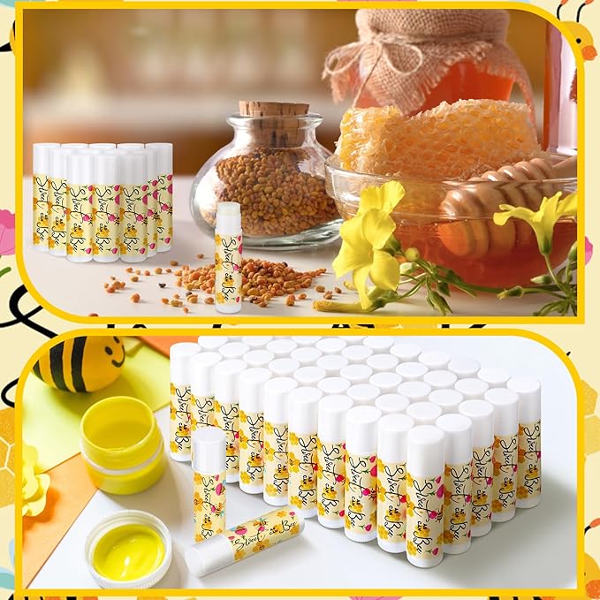 Loopeer 50 Pcs Sweet as Can Bee Theme Baby Shower Decorations Bee Theme Baby Shower Favors Lip Balm Gift for Guest Gender Reveal Party Supplies for Kid Women