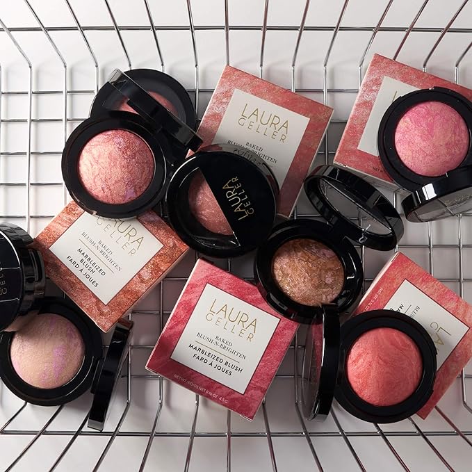 LAURA GELLER NEW YORK Baked Blush-n-Brighten Marbleized Blush - Sunswept - Creamy Lightweight - Satin Finish