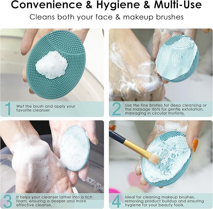 6 Pack INNERNEED Silicone Face Scrubber for Deep Cleansing and Exfoliation – Soft Facial Cleansing Brush, Gentle for All Skin Types, Blackhead & Acne Pore Care