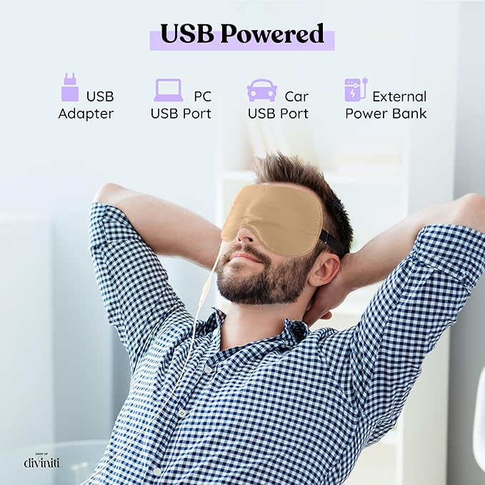 Heated Eye Mask for Dry Eye Relief - Stye Eye Treatment, Warming Eye Mask for Dry Eyes Mask Warm Compress for Eyes, Sinus Mask Heated Eye Patch - Dry Eye Mask Moist Heat Electric Warming - Champagne