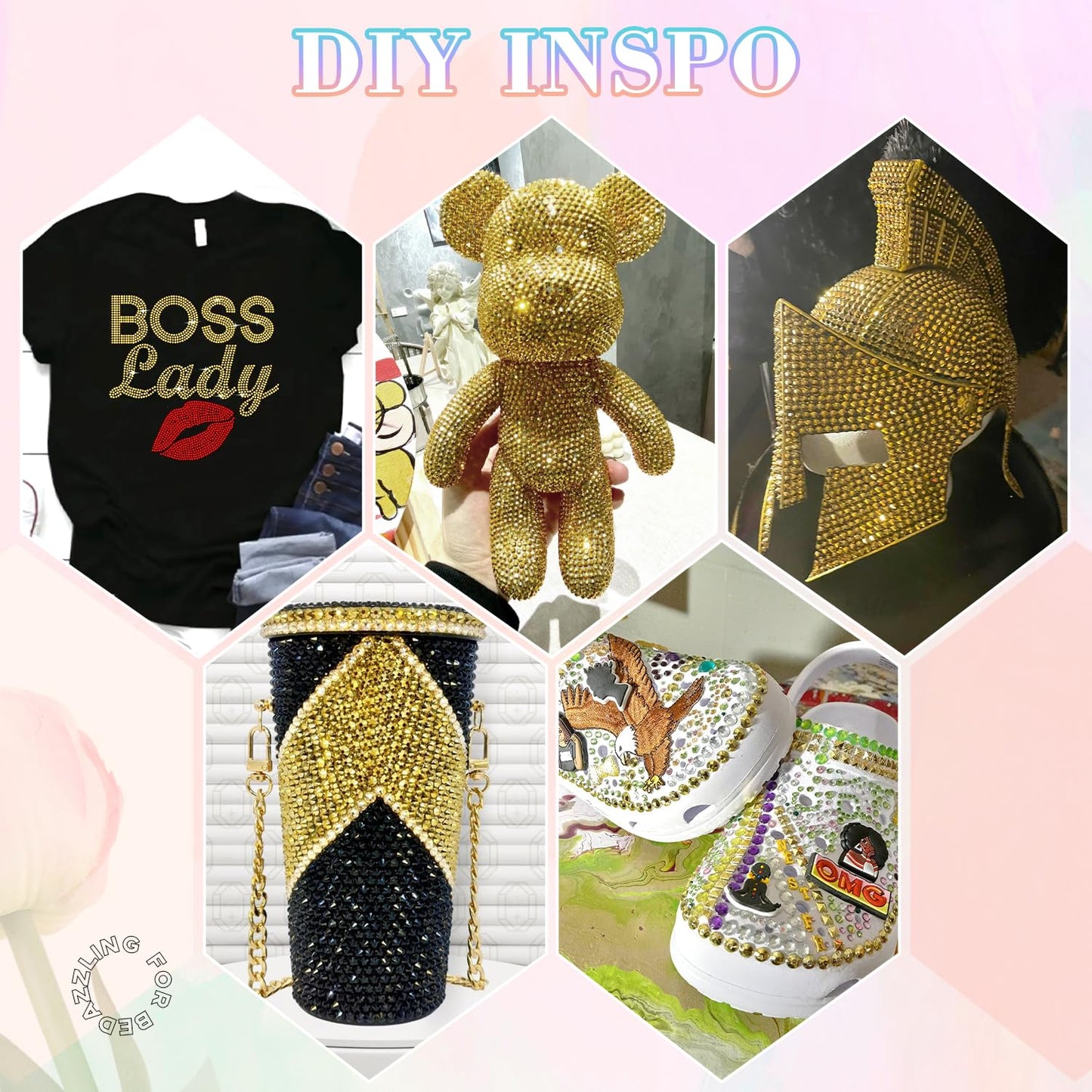 25000Pcs Resin Jelly Rhinestones with Tweezers for Crafting, 2-6mm Mixed Sizes (Copper Gold) Non Hotfix Flatback Gems, Bedazzling Crystal for DIY Crafts Clothing Tumblers Mugs Shoes Nail Art