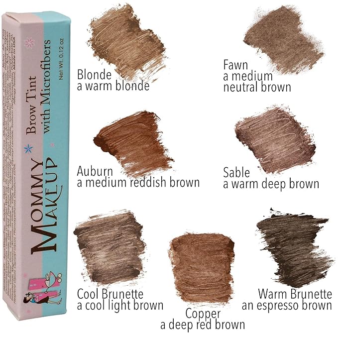 Brow Tint with Microfibers - 4-in-1 Tinted Eyebrow Gel to Groom, Hold, Sculpt & Color Your Brows, Covers Gray Hair - Water Resistant, Clump-Free, Long Lasting (Warm Brunette) by Mommy Makeup