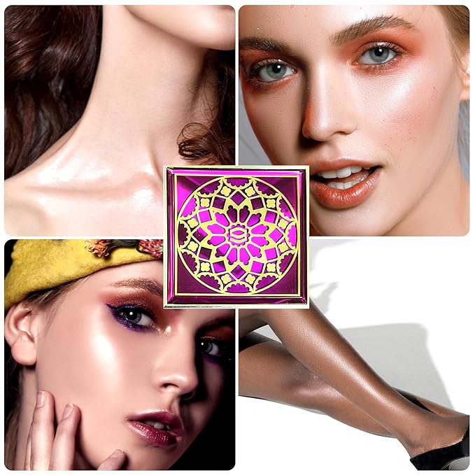 Face Highlighters Exquisite 3D Texture Luminizers Palette, Shiny Contour Makeup Illuminator for Body Cheek Eyebrow Nose Chin Lip Glossy Shimmer Contouring Palette