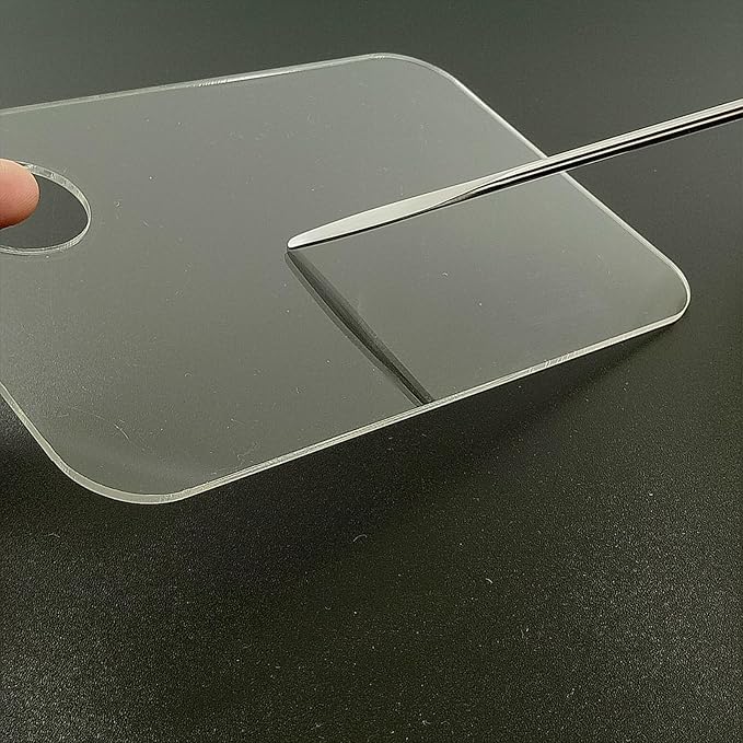 2 Pcs Acrylic Makeup Palette Makeup Mixing Tray with Makeup Spatula for Beauty Salon Color Cream Liquid Foundation Mixing Palette (Rectangular)