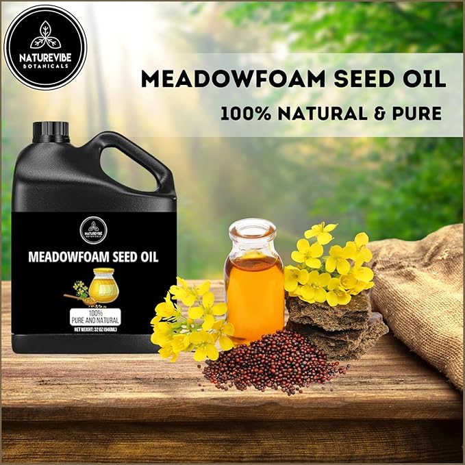 Naturevibe Botanicals Meadowfoam Oil 32 Ounces | 100% Pure and Natural | Great for Skin Care and Hair Care