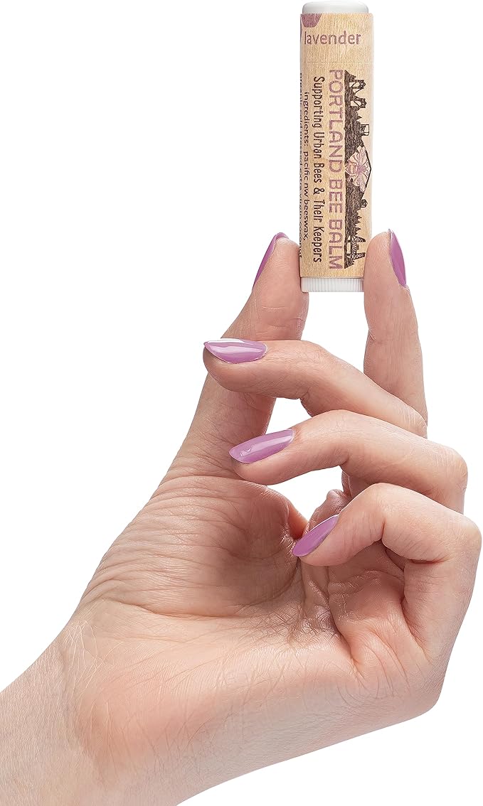 Portland Bee Balm All Natural Handmade Beeswax Based Lip Balm, Lavender 24 Count