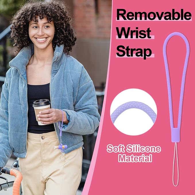 Desing Wish Silicone Lip Balm Holder with Cap Cover Portable Chapstick Holder Keychain Sleeve Lip Balm Key Chain with Key Ring and Wrist Strap Lanyard - Mint Green