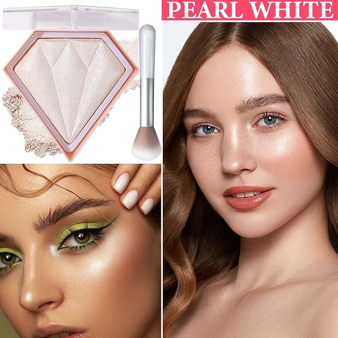 Face Glitter Blush Shimmer Waterproof Highlighter Blusher Powder,Facial Contour Corrector Long Lasting Glitter Illuminator Highlighter Palette Shimmer Highlight Makeup Palette(01#)