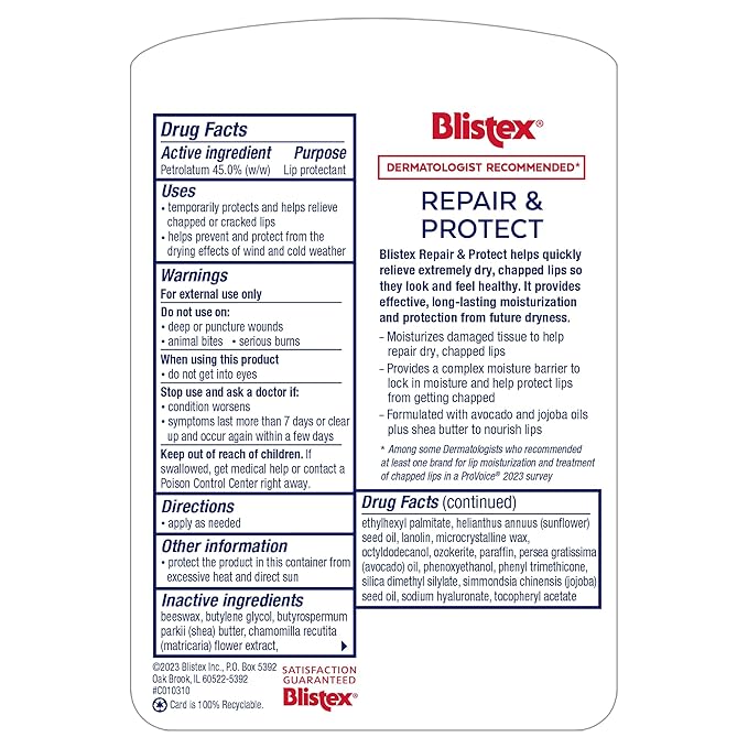 Blistex Repair & Protect Lip Balm, Lip Treatment, Severe Chapped Lip Prevention