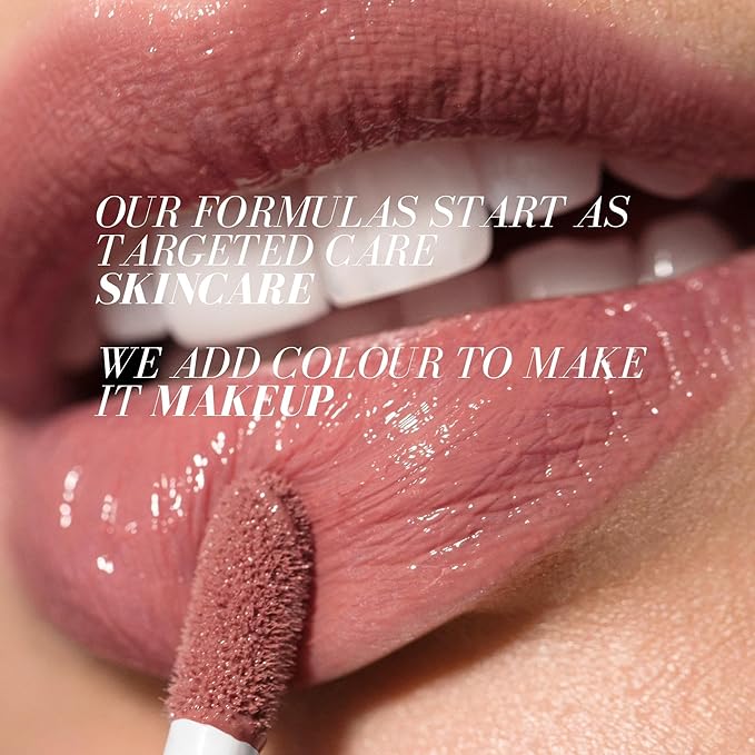 FITGLOW Beauty Lip Colour Serum | Hydrating Lip Gloss | Plumping Anti-Aging Lip Treatment | Natural Shine with Pomegranate Sterols & Collagen | Buildable Color for Dry Chapped Lips | Nudie - 10g