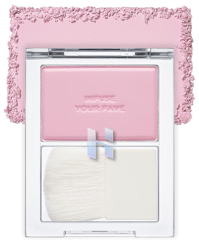 HOLIKA HOLIKA Infusing Blush with Brush - Lightweight, Smooth, Blendable Cheek Blusher, Sebum-Control, Natural Pore Coverage, Built-In Brush, Long-Lasting Pigment for Romantic Mood (03 SOAPY)