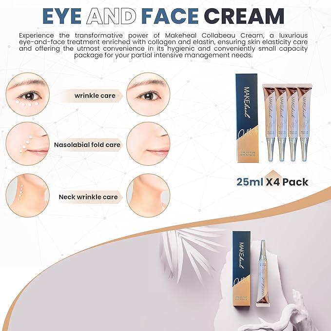 Collabeau Eye and Face Cream Special Set, Intensive Elasticity Care, Hydrolyzed Collagen, Elastin, Hyaluronic Acid, Soft and Supple Skin, Wrinkle Care, Mediheal Skincare (25ml x 4ea)