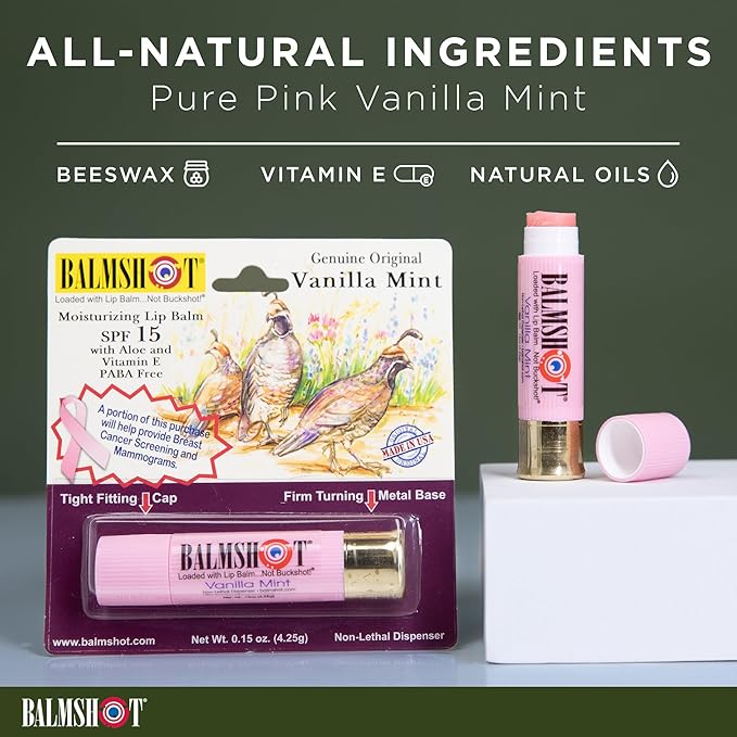 BALMSHOT Lip Balm Two Pack of Classic & Pure Pink