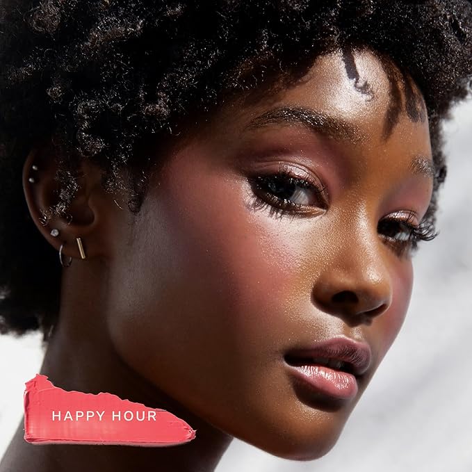 Tower 28 Beauty BeachPlease Cream Blush for Cheeks and Lips - Multi-Purpose Lip and Cheek Tint in Pink Blush - for Sensitive Skin – Color HAPPY HOUR, Luminous Finish