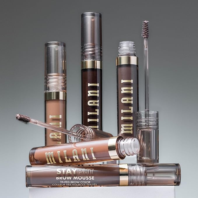 Milani Brow Tint- Stay Put Tinted Brow Mousse, Nourishing, High-Pigment infused with Shea Butter, Jojoba Seed Oil & Panthenol Vitamin B5 - Medium Brown