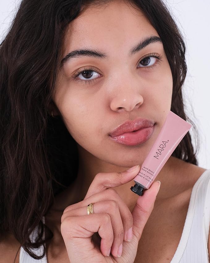 MARA - Natural Sea Silk Lip Balm With Algae + Moringa | Non-Toxic, Plant-Based Skin Care, Hypoallergenic | Moisturize, Plump + Soothe Dry, Chapped Lips (Nude Beach, 0.5 oz | 15 ml)