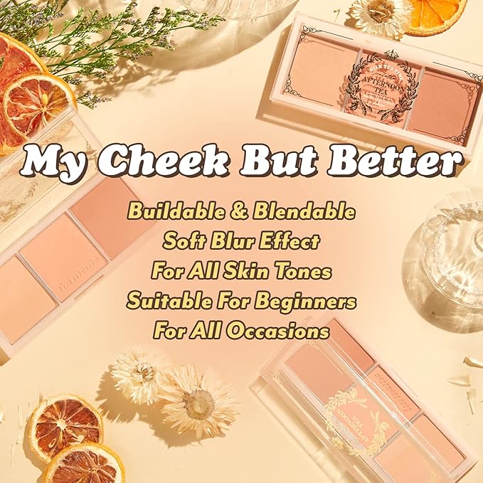 I'm Meme Palette - Afternoon Tea Blusher | Milk Tea Time, Blush for Cheek, Natural & Neutral, Buildable & Blendable, 3 Shades Palette, Matte Powder Blush for Face & Cheeks, For All Skin Tones, 0.42 oz