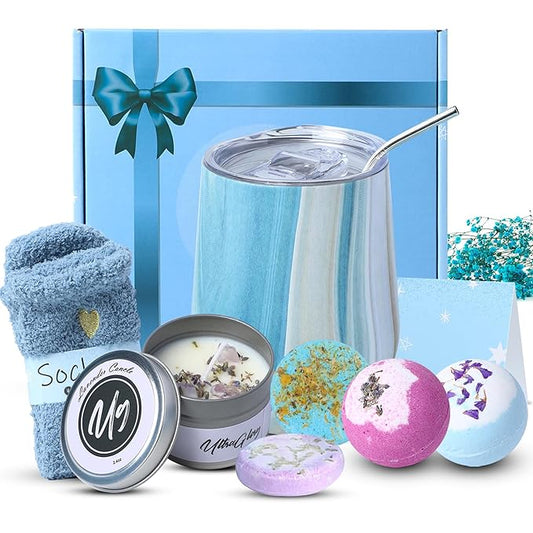 Spa Kit for Women - Spa birthday gifts for women - Relaxing Spa kit Basket- Self Care Package for women - lavender Relaxing Spa Gift Set - Spa Gift Set for Women, Sisters and Mothers Day