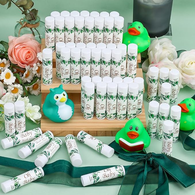DMSKY 60 Pcs Baby Shower Favors, Lip Balms Bulk Gift for Guests, Boys Girls Games Neutral Gender Reveal Favors, Baby Shower Birthday Party Supplies Basket Gift Stuffers