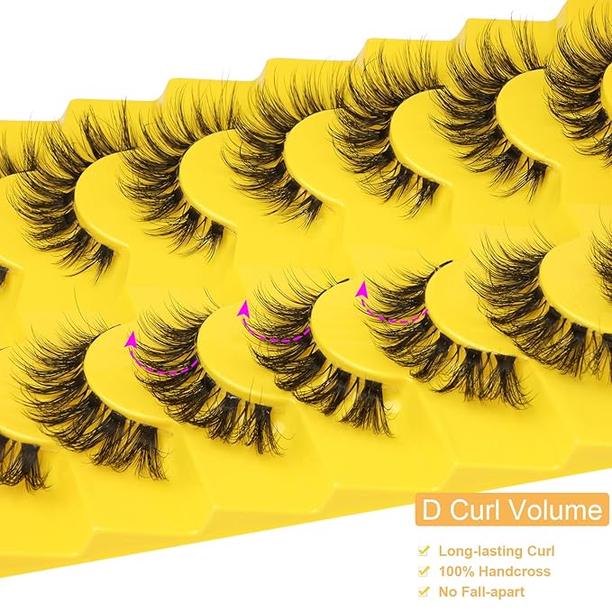 Lashes Natural Look False Eyelashes Clear Band Wispy Faux Mink Eyelashes Short Natural Cat Eye Strip Lashes Pack 7 Pairs by Kiromiro