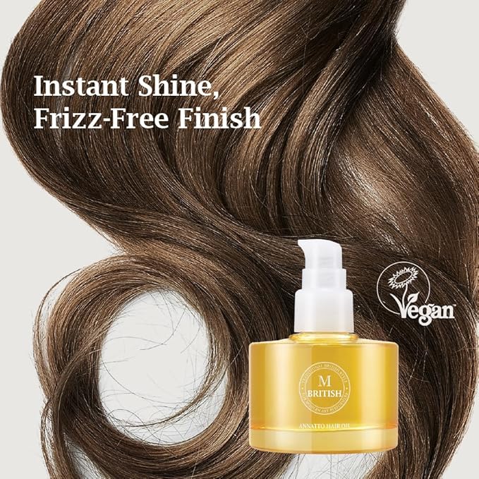 Annatto Hair Oil 4.73 fl. oz – Frizz-Free Shine, Deep Hydration, Natural Vegan Formula, UV Protection, Salon-Quality for All Hair Types