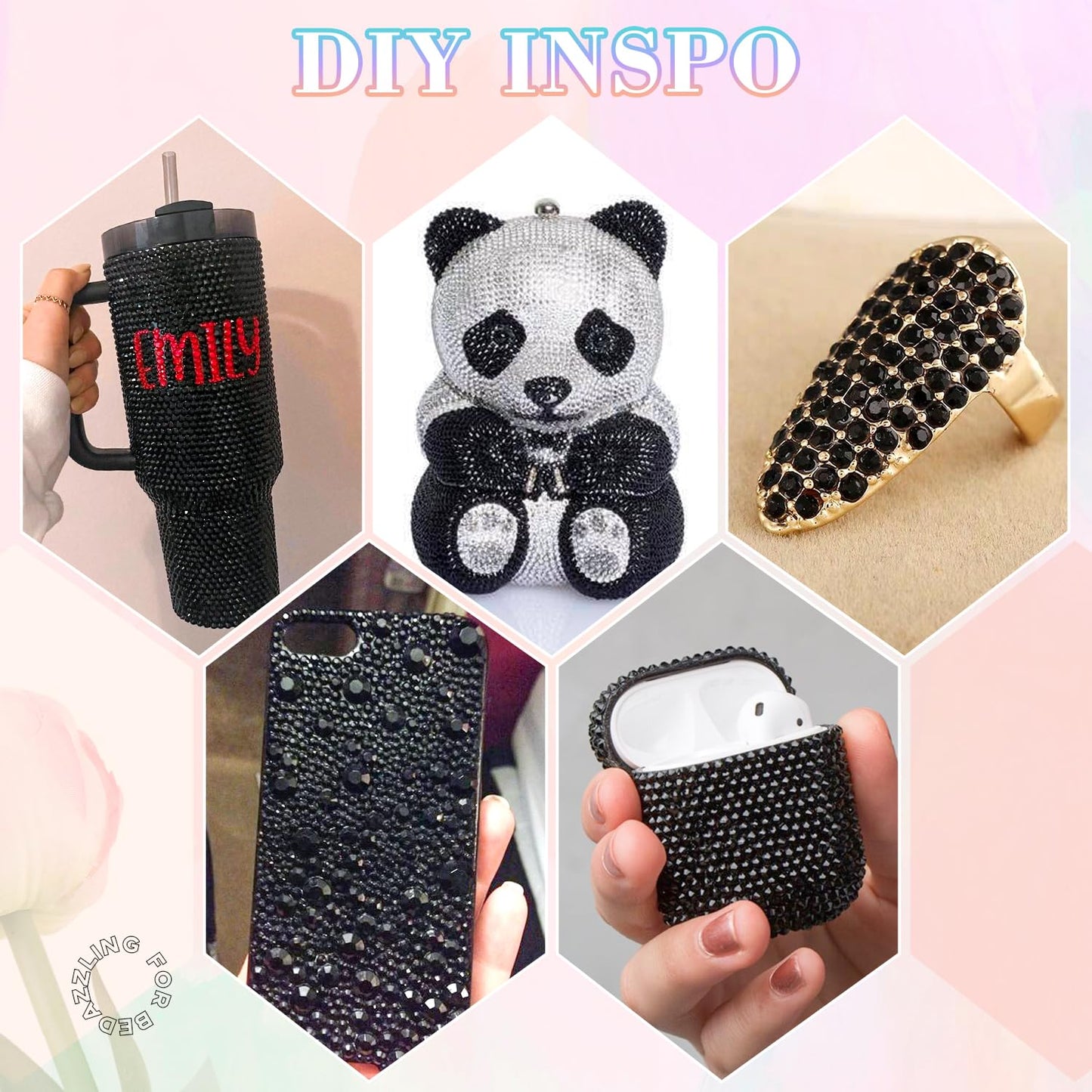 30000Pcs Resin Black Rhinestones for Bedazzling Crafting with b7000 Jewelry Glue, Bulk Flatback Gems Bedazzler Kit for Crafts Clothes Shoes Fabric Nail Diamond Art, Assorted Size 2/3/4/5/6mm