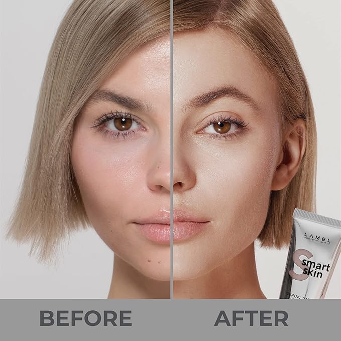LAMEL Smartskin Serum Tinted Foundation - Hydrating & Nourishing - Hypoallergenic & Skin-Caring - Color Correcting - Anti-Aging Formula with Hyaluronic Acid - 401, 1.18 fl.oz