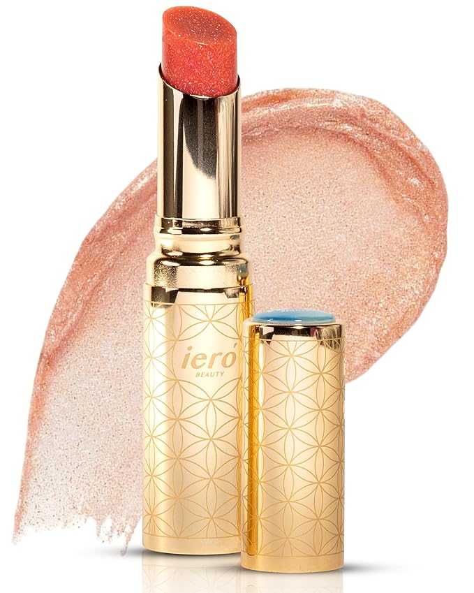 ieró Beauty Moonkissed Luminous PH Tinted Lip Balm w/Shea Butter & Vitamin E, Lip Care Moisturizer, Lip Plumper for Soft & Supple Lips, Paraben Free, Vegan, Sheer Rose w/Golden-Pink Shimmer