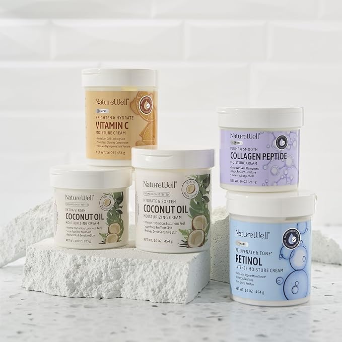 NATURE WELL Hydrate & Soften Coconut Oil Moisturizing Cream for Face, Body, & Hands, Non-Greasy, Intense Hydration & Luxurious Feel, Revives Dry & Sensitive Skin, Superfood for Your Skin, 16 Oz