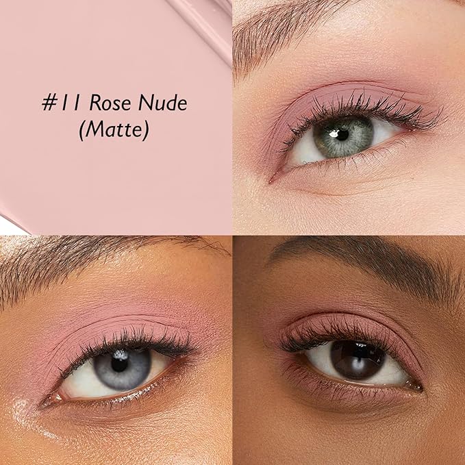 Eyeshadow Stick Rose Nude, Matte Cream Eye Shadow Stick Waterproof Pink Eyeliner Brightener Pencil Crayon Long-Lasting Eye Highlighter Makeup for Older Women Easy to Use High Pigmented