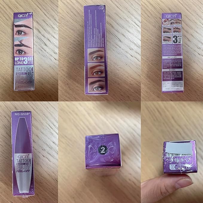 2pcs Light Brown Tattoo Eyebrow Gel Tinting, Waterproof & Transfer-proof for Fuller Brows, Suitable for All Skin Types (Light Brown, 2Pcs)