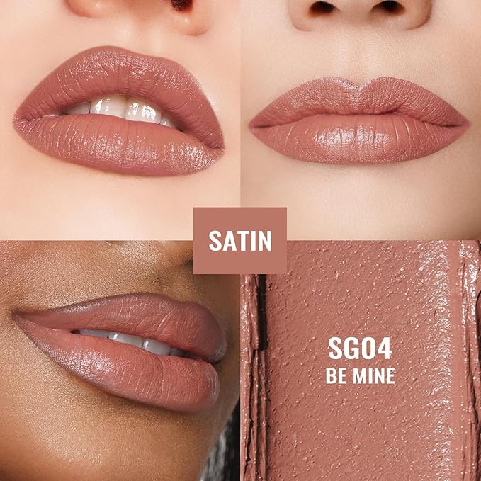 Oulac Satin Lipsticks for Women Set - Matte Lipstick, Full Coverage Lip Color, Satin Matte Finish, Cream Texture, Hydrating, Infused with Hyaluronic Acid, 4g*2 SG04+SG08