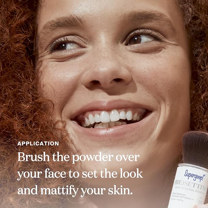 Supergoop! (Re) setting Mineral Powder, Translucent - 0.15 oz - Makeup Setting Powder + Broad Spectrum SPF 35 PA+++ Sunscreen - With Ceramides, Olive Glycerides & Coated Silica Spheres