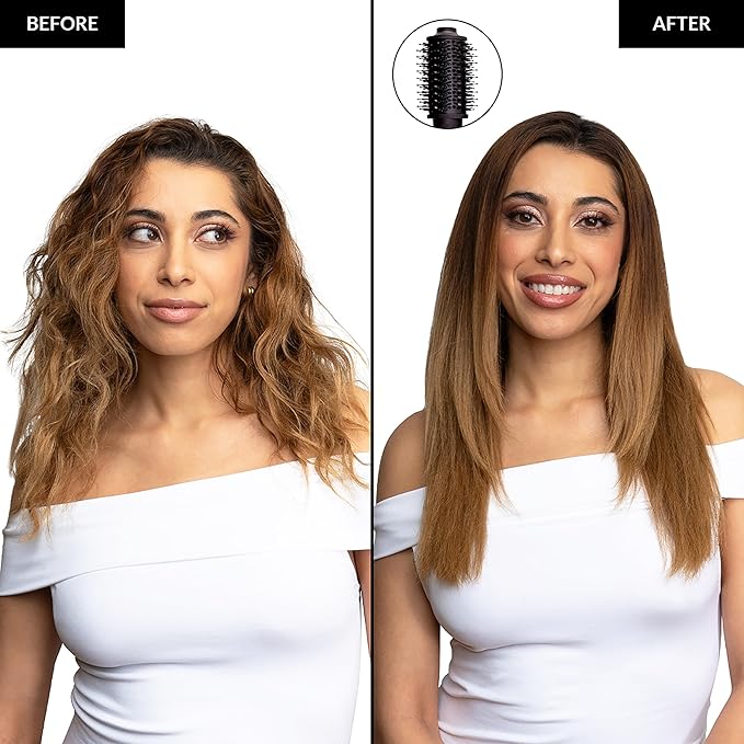 FoxyBae 3-in-1 Ceramic Interchangeable Hair Tools - Blowout Dryer - 3 Detachable Heads: 2.4" Blowout Brush, 1.5" Hot Round Brush & Drying Cylinder Hair Dryer Brush & Hair Styling Set [Black Rose-Gold]