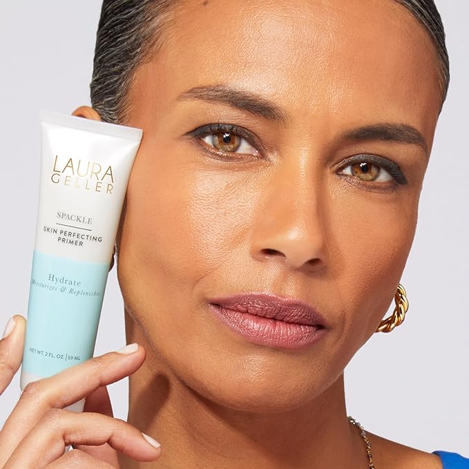 LAURA GELLER NEW YORK Laura's Must-Haves Kit 3pc: Baked Balance-n-Brighten Powder Foundation, Deep + Spackle Skin Perfecting Makeup Primer, Hydrate + Airbrush Round Kabuki Brush