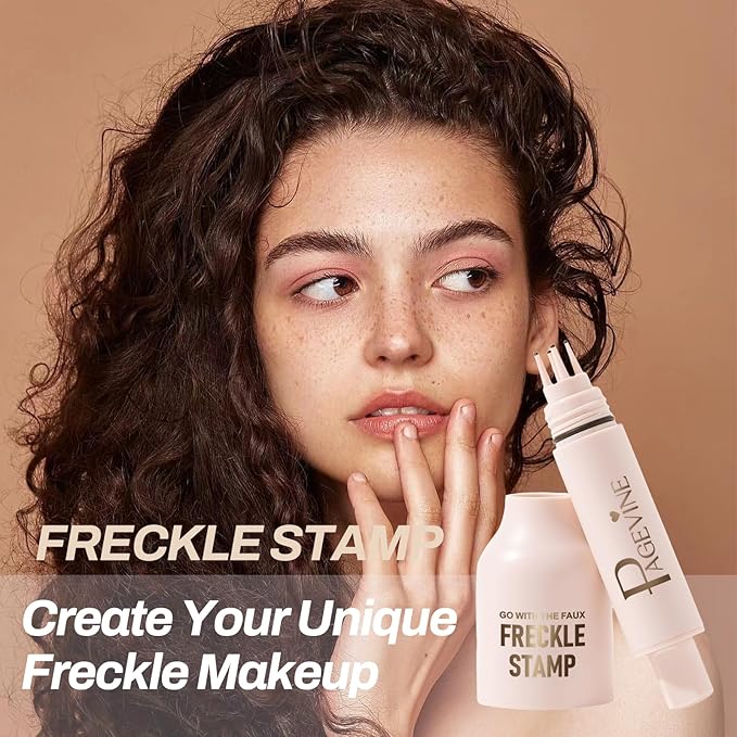 Freckle Stamp Pen, Fake Freckle Stamp Makeup Tool, Faux Freckle Stamp with Quick Dry 5-Point Multi-Prong Soft Tip, Waterproof & Long Lasting Lifelike Sunkissed Face Freckle Makeup (1# Light)